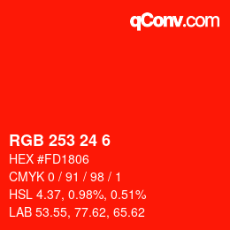 Color code: RGB 253 24 6 | qconv.com