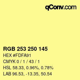 Color code: RGB 253 250 145 | qconv.com