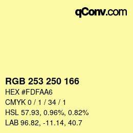 Color code: RGB 253 250 166 | qconv.com