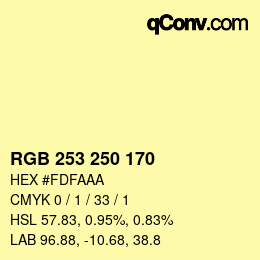 カラーコード: RGB 253 250 170 | qconv.com