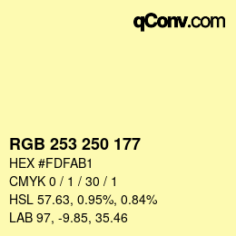 Color code: RGB 253 250 177 | qconv.com