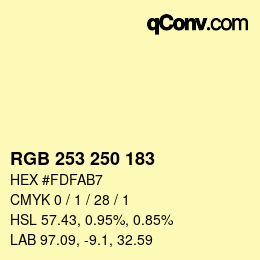 Color code: RGB 253 250 183 | qconv.com