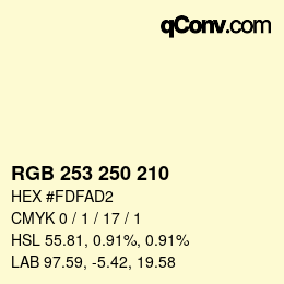 カラーコード: RGB 253 250 210 | qconv.com