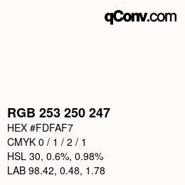 カラーコード: RGB 253 250 247 | qconv.com