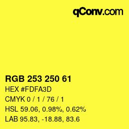Color code: RGB 253 250 61 | qconv.com