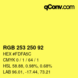 Color code: RGB 253 250 92 | qconv.com