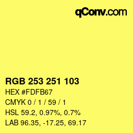 Color code: RGB 253 251 103 | qconv.com