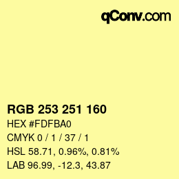 Color code: RGB 253 251 160 | qconv.com