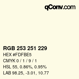 Color code: RGB 253 251 229 | qconv.com