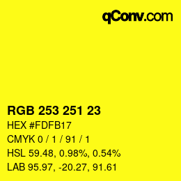 Color code: RGB 253 251 23 | qconv.com