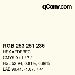Color code: RGB 253 251 236 | qconv.com