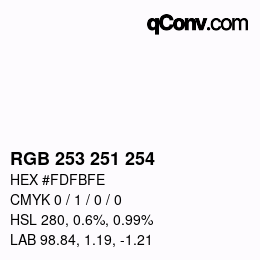 Color code: RGB 253 251 254 | qconv.com