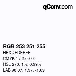 カラーコード: RGB 253 251 255 | qconv.com