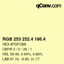カラーコード: RGB 253 252.4 186.4 | qconv.com