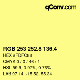 カラーコード: RGB 253 252.8 136.4 | qconv.com
