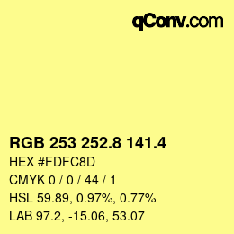 カラーコード: RGB 253 252.8 141.4 | qconv.com