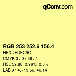 カラーコード: RGB 253 252.8 156.4 | qconv.com
