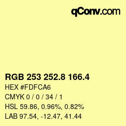 カラーコード: RGB 253 252.8 166.4 | qconv.com