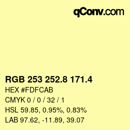 カラーコード: RGB 253 252.8 171.4 | qconv.com