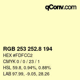 カラーコード: RGB 253 252.8 194 | qconv.com