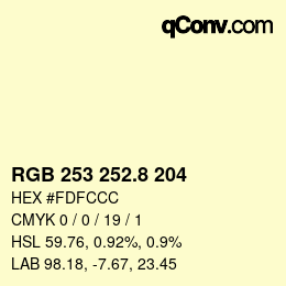 カラーコード: RGB 253 252.8 204 | qconv.com