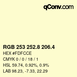 カラーコード: RGB 253 252.8 206.4 | qconv.com