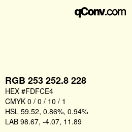カラーコード: RGB 253 252.8 228 | qconv.com