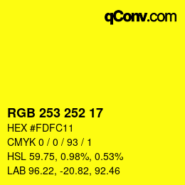 Color code: RGB 253 252 17 | qconv.com
