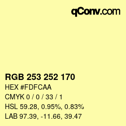 Color code: RGB 253 252 170 | qconv.com