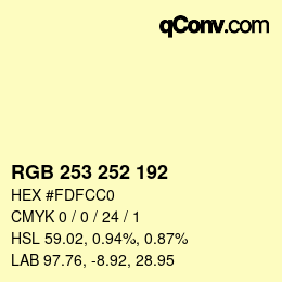 Color code: RGB 253 252 192 | qconv.com