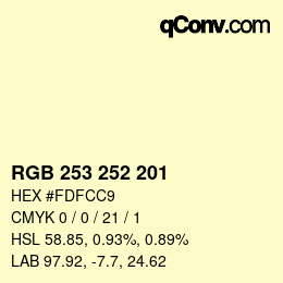 Color code: RGB 253 252 201 | qconv.com