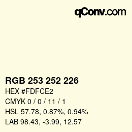 颜色代码: RGB 253 252 226 | qconv.com