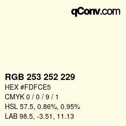 Color code: RGB 253 252 229 | qconv.com