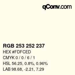 カラーコード: RGB 253 252 237 | qconv.com