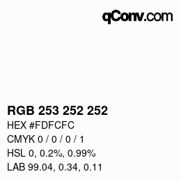 Color code: RGB 253 252 252 | qconv.com