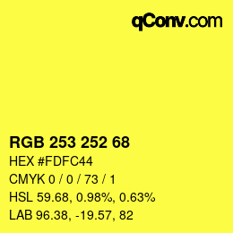 Color code: RGB 253 252 68 | qconv.com