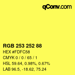 Color code: RGB 253 252 88 | qconv.com