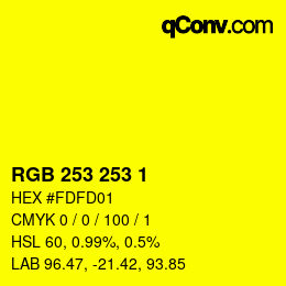 Color code: RGB 253 253 1 | qconv.com