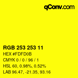 Color code: RGB 253 253 11 | qconv.com