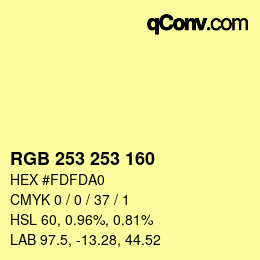 カラーコード: RGB 253 253 160 | qconv.com