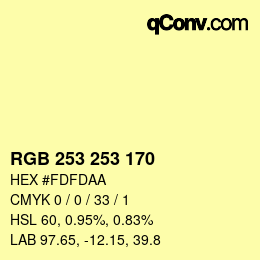 Color code: RGB 253 253 170 | qconv.com
