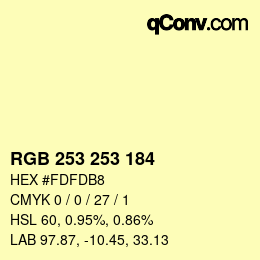 Color code: RGB 253 253 184 | qconv.com