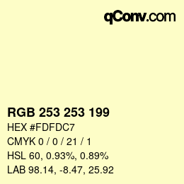 Color code: RGB 253 253 199 | qconv.com