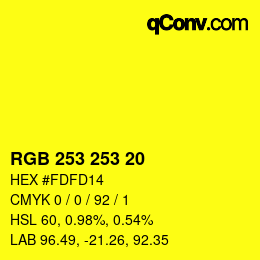 カラーコード: RGB 253 253 20 | qconv.com