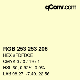 Color code: RGB 253 253 206 | qconv.com