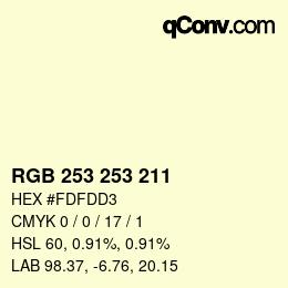 カラーコード: RGB 253 253 211 | qconv.com