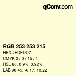 Color code: RGB 253 253 215 | qconv.com