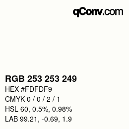 Code couleur: RGB 253 253 249 | qconv.com