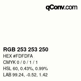 カラーコード: RGB 253 253 250 | qconv.com