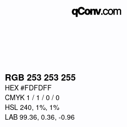 カラーコード: RGB 253 253 255 | qconv.com